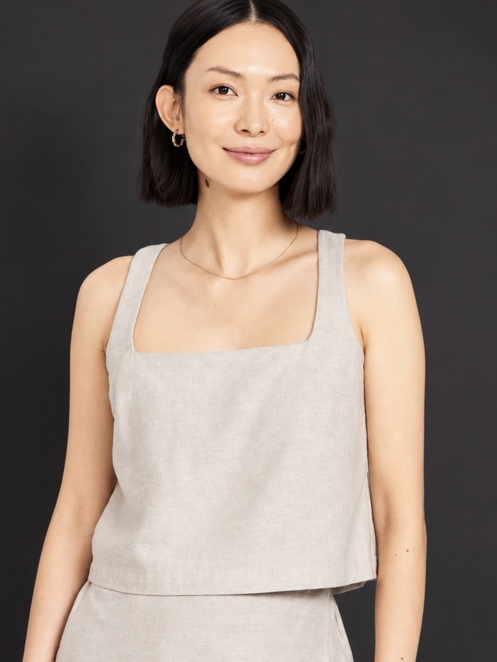 NWT Old Navy XL Linen-Blend Crop Top natural beige square neck coastal travel